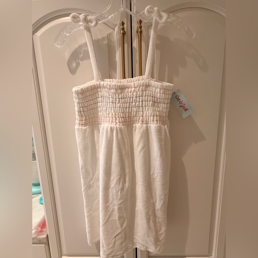 NWT girls, white terry cloth dress beach cover-up